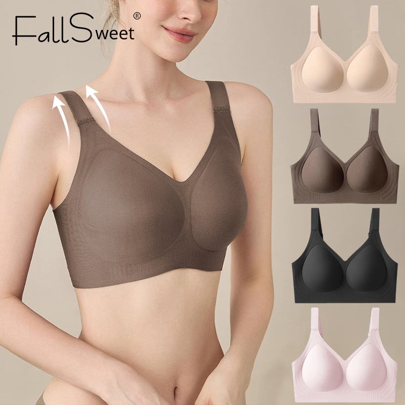 Mastectomy Bra Pocket - FallSweet Damen Push-Up-BH, nahtlos, Übergröße, kabelloses